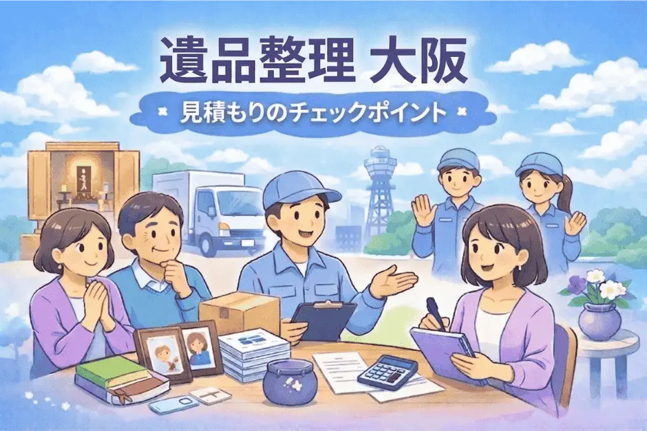 遺品整理で大阪の見積もり時に作業範囲や追加料金の条件を細かく確認している様子の画像