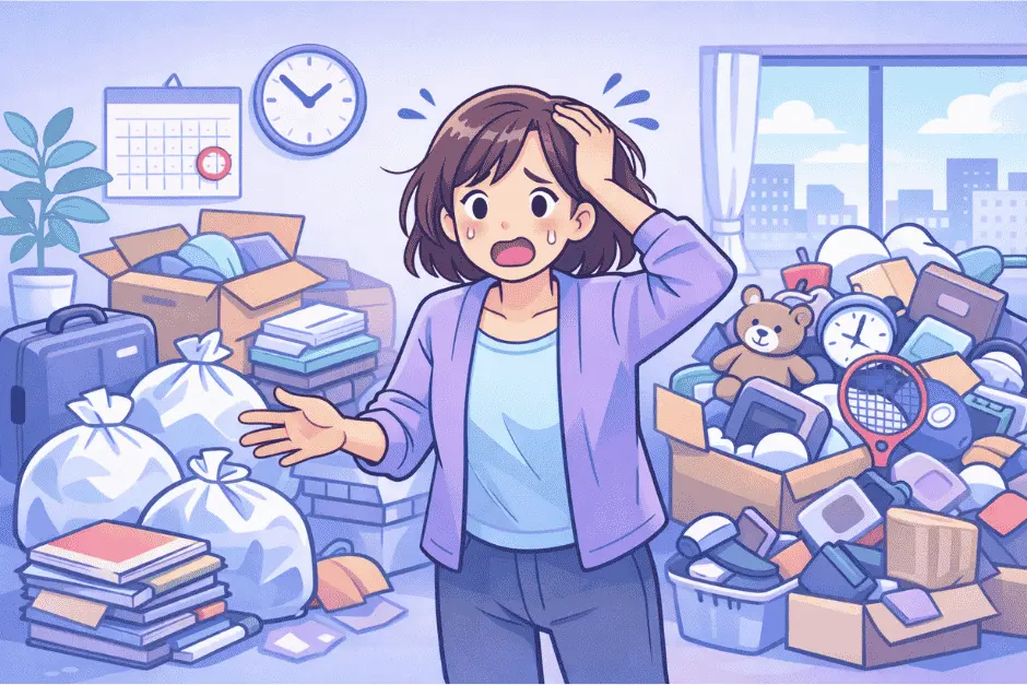 神戸で遺品整理を依頼する際の対応エリアや即日対応の重要性について解説している画像
