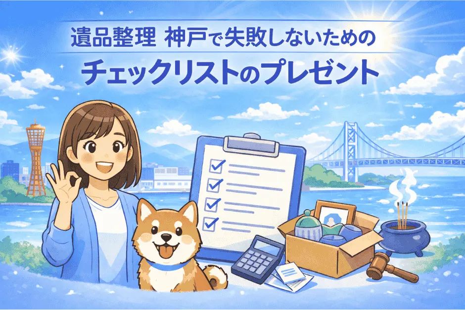 神戸で遺品整理を依頼する際に使えるチェックリストの内容や活用方法を解説している画像