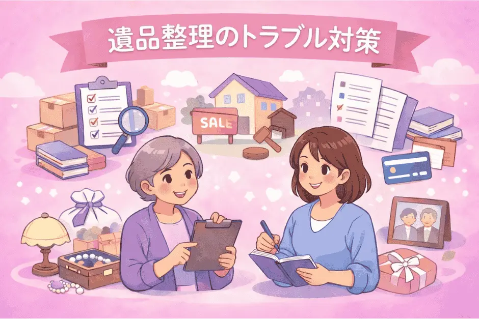 遺品整理で起こりやすいトラブルとその対策について事前に確認している様子の画像
