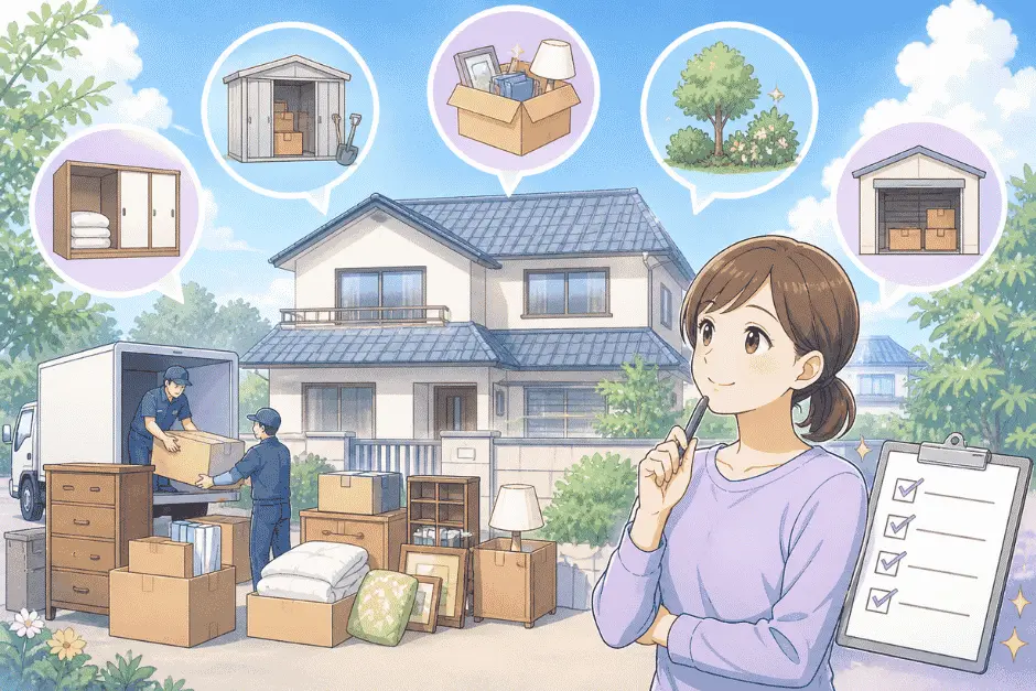 遺品整理の費用や一軒家の相場について間取り別の料金目安や金額幅を解説している画像