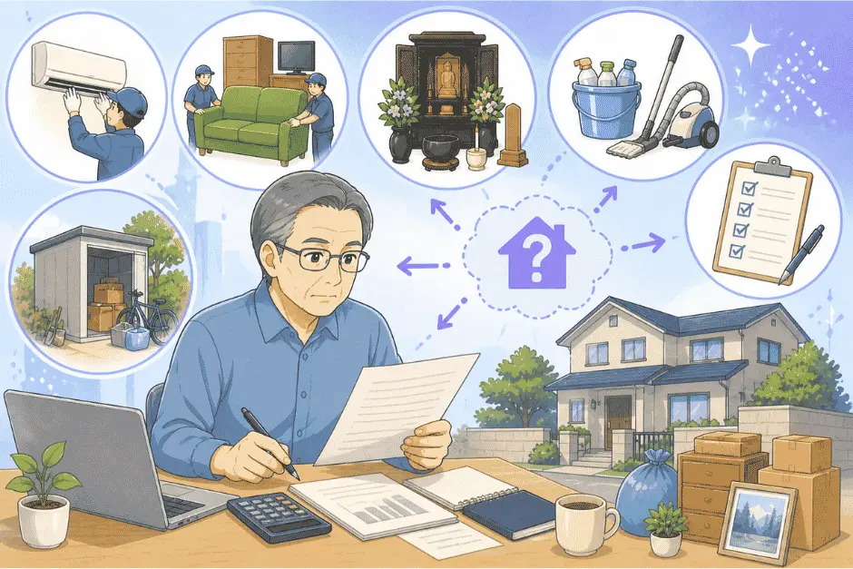 遺品整理の費用や一軒家の相場において見積もりと実際の金額にズレが生じる原因を解説している画像